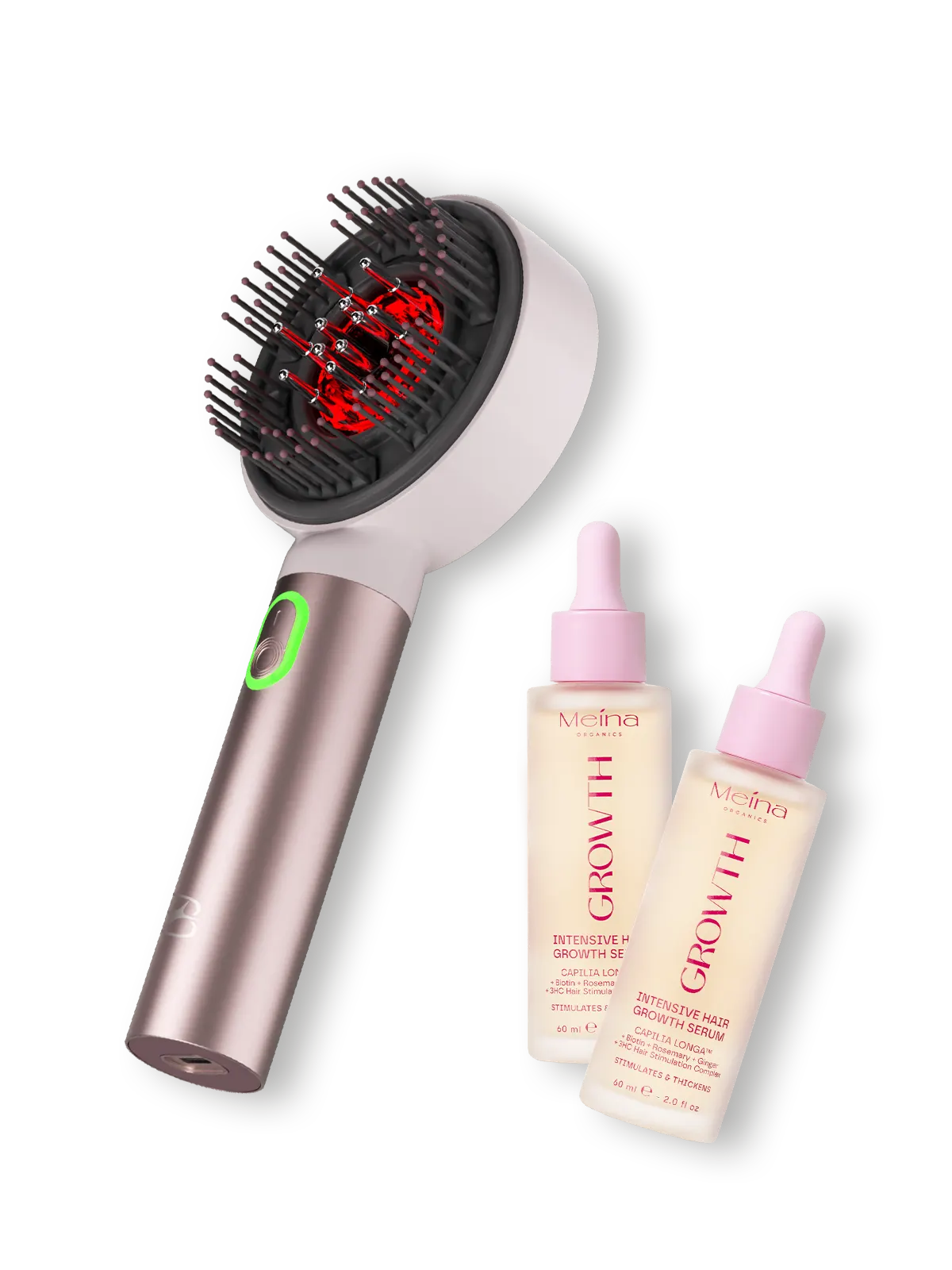 LEDEN8 х MEINA Hair Growth комплект - LED четка и 2 серума за коса