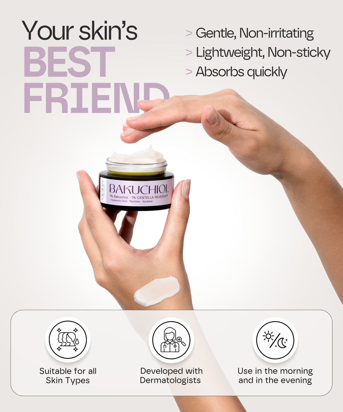 Meina Organics 1% Bakuchiol CICA Cream with Peptides – снимка 6