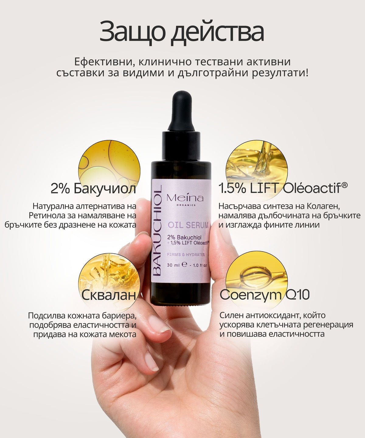 Meina Organics 2% Bakuchiol Oil Serum – снимка 3