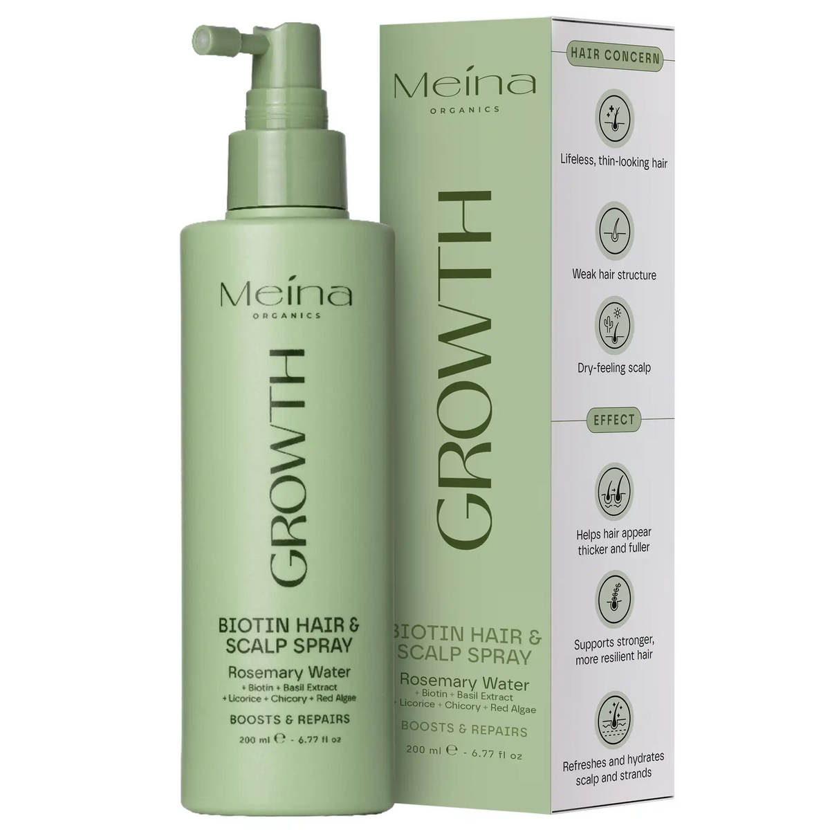 Meina Organics Growth спрей за растеж на косата за мъже