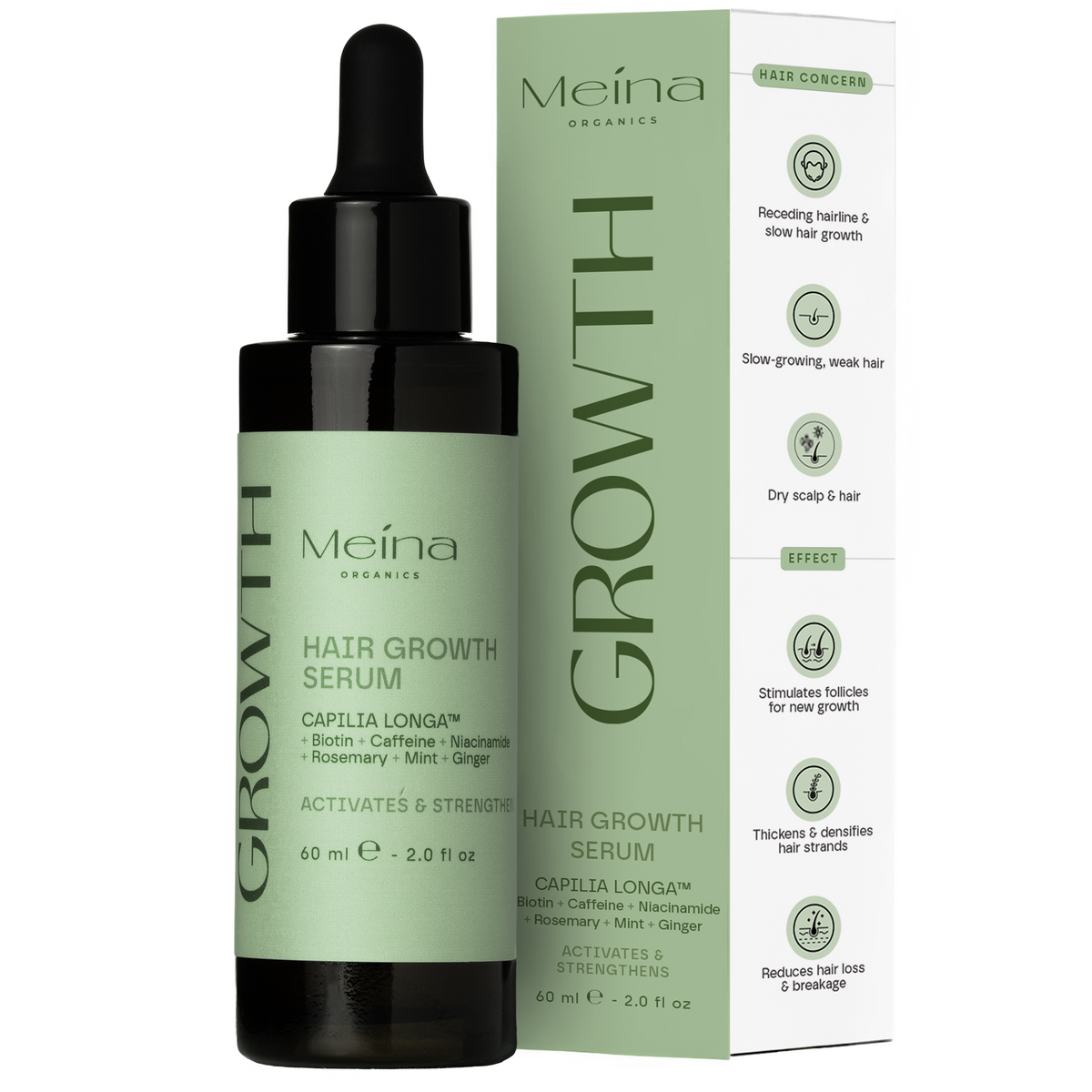Meina Organics Growth интензивен серум за растеж на косата за мъже