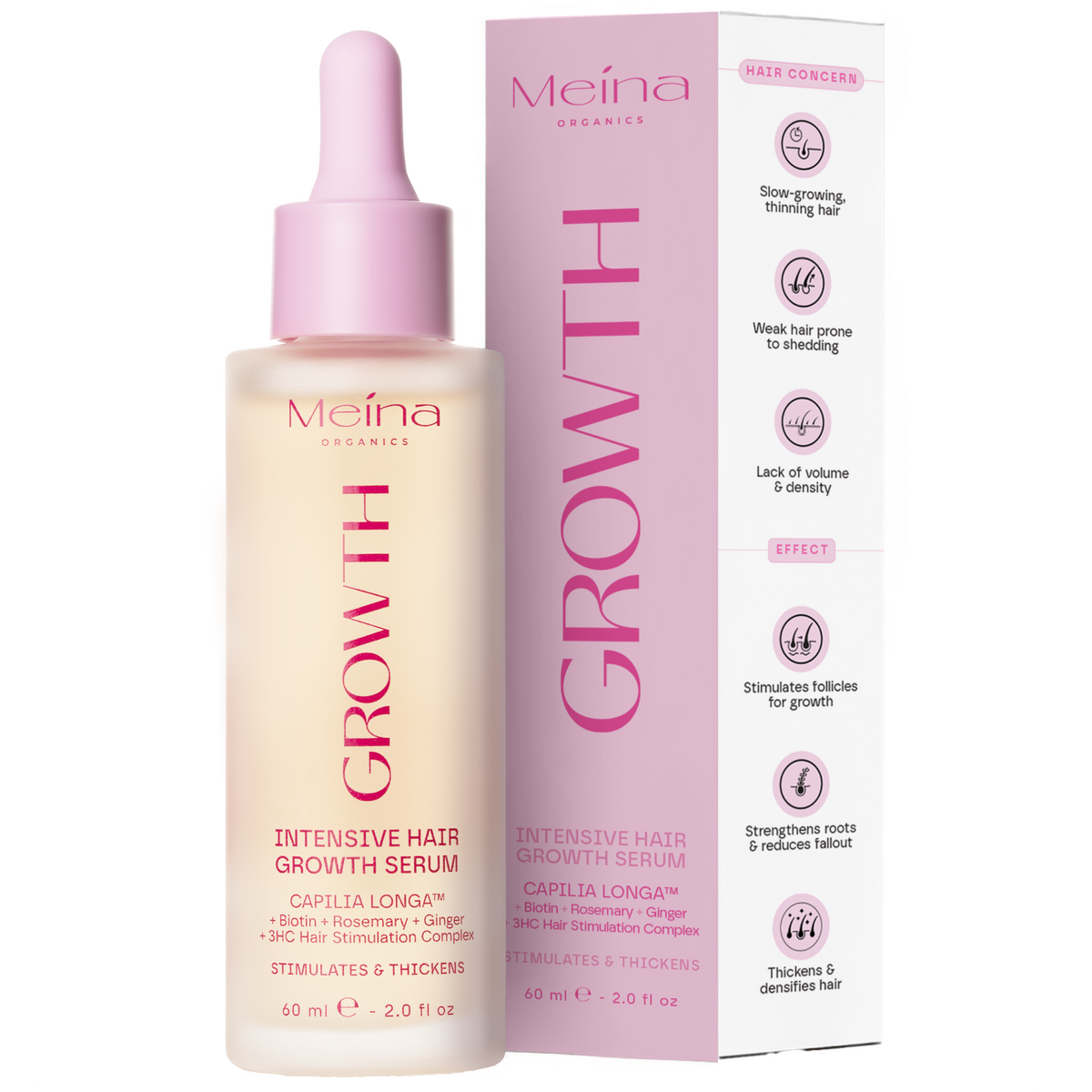 Meina Organics Growth интензивен серум за растеж на косата за жени