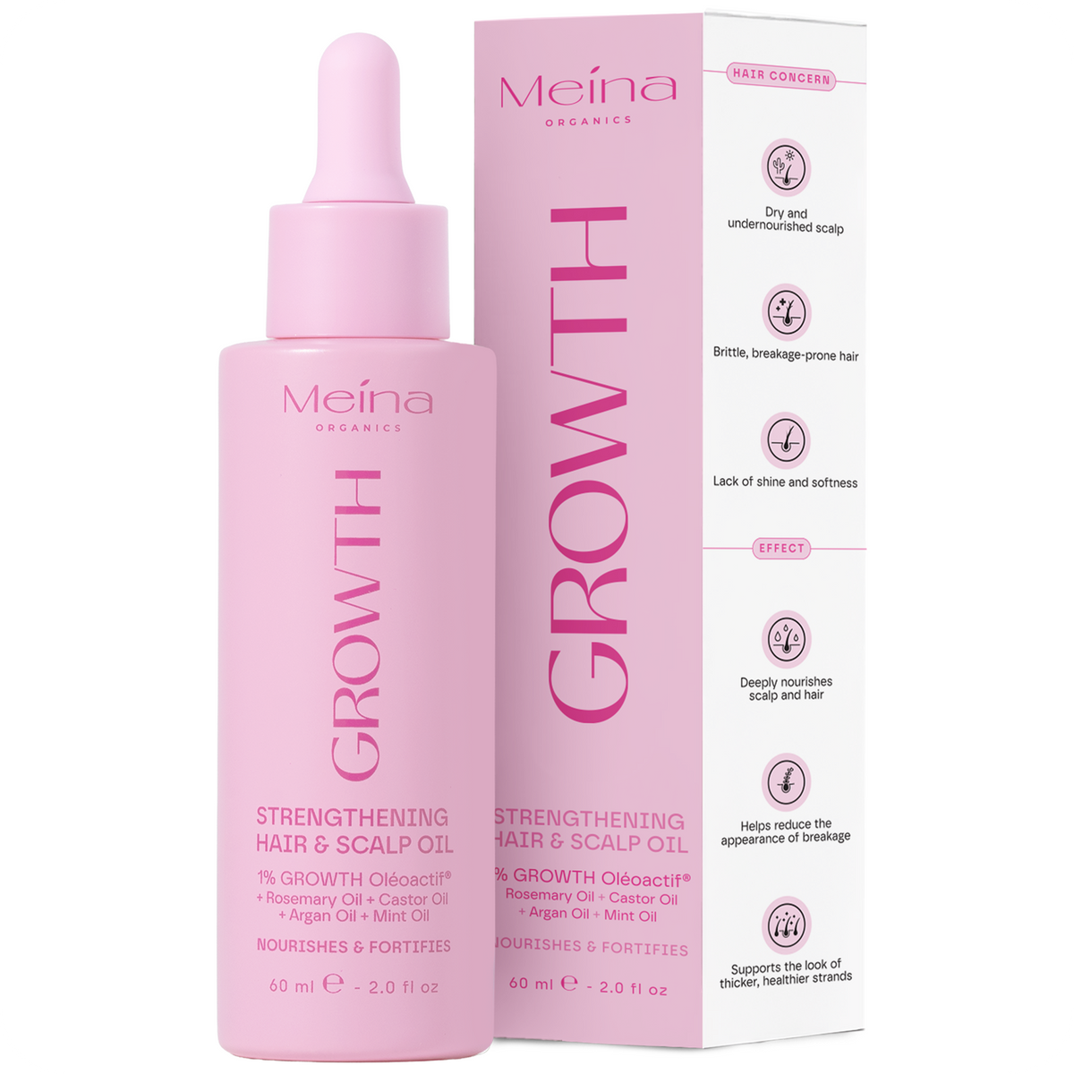 Meina Organics масло за растеж на косата с розмарин и GROWTH Oléoactif®