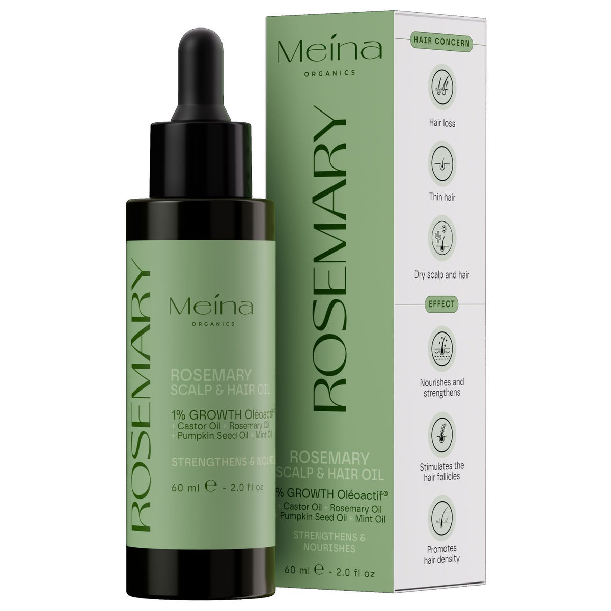 Meina Organics Rosemary Hair Oil with GROWTH Oléoactif®
