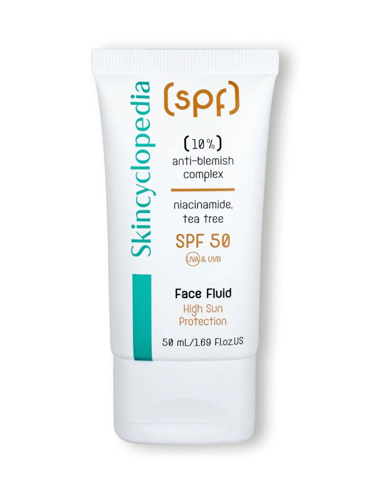 SKINCYCLOPEDIA SPF 50 слънцезащитен флуид за лице с ниацинамид и чаено дърво 50 мл